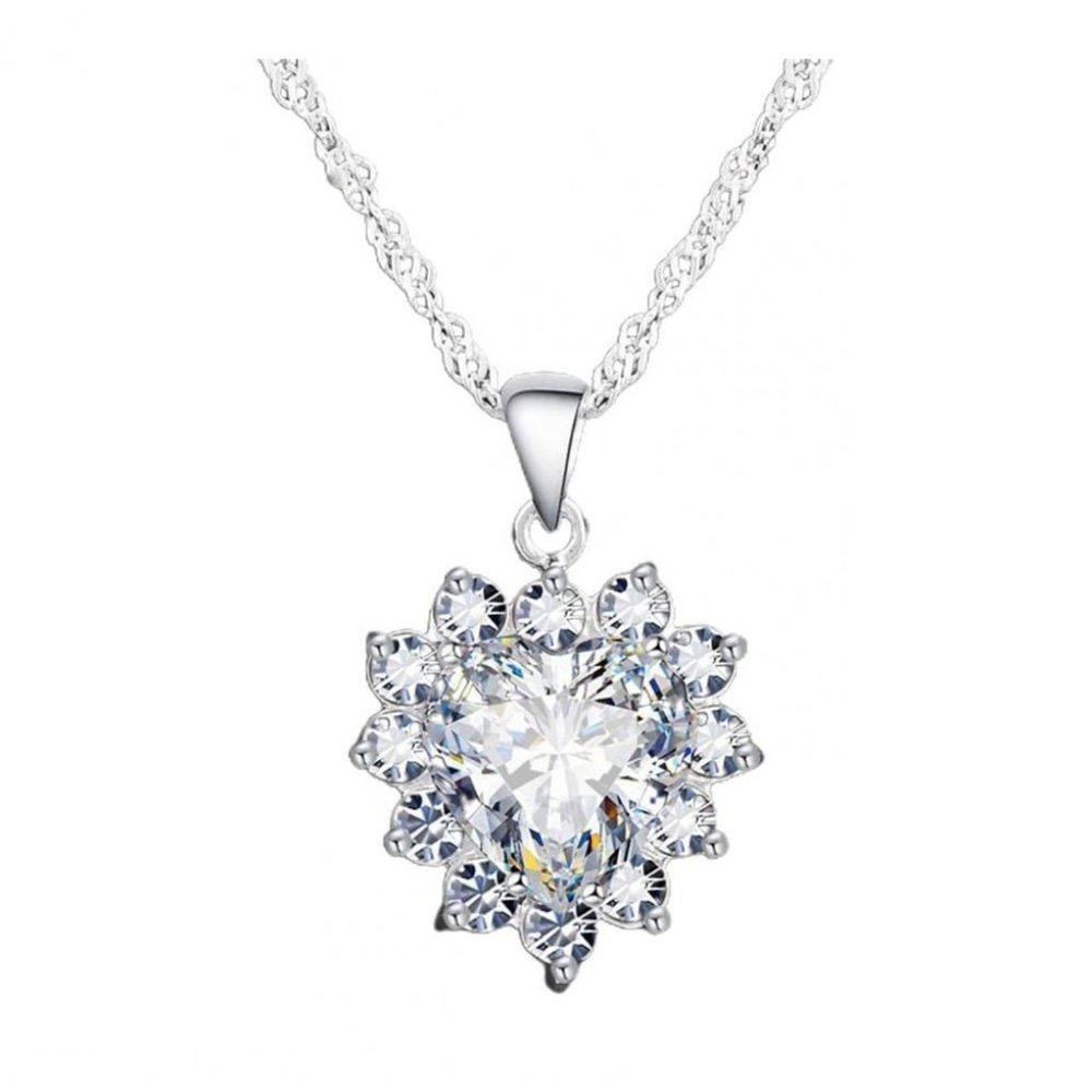 ❤️ NEW ❤️ Woman 925 Sterling Silver Earrings And Necklace Set Bundle Heart - Picture 3 of 4